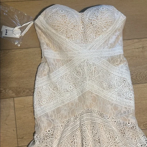 LIPOSA Bohemian Wedding Dress Sweetheart Mermaid Lace Bridal Gown, NWT Size 10 - Picture 3 of 8